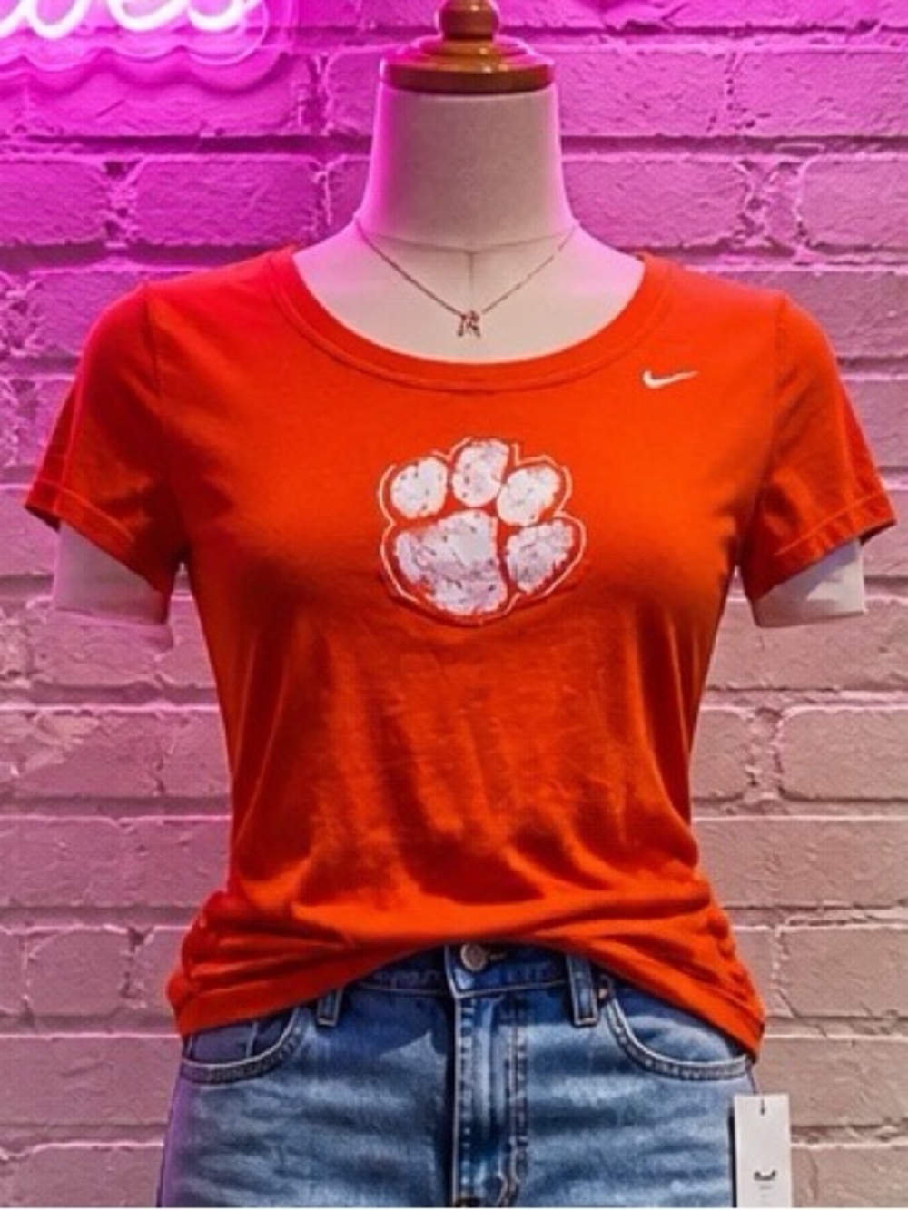 Clemson Tigers Paw Logo Orange Short Sleeve Women’s  Cotton T-shirt medium